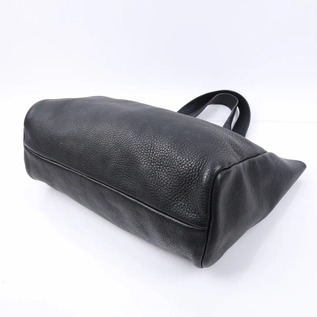 Black Pebbled Leather Tote Bag