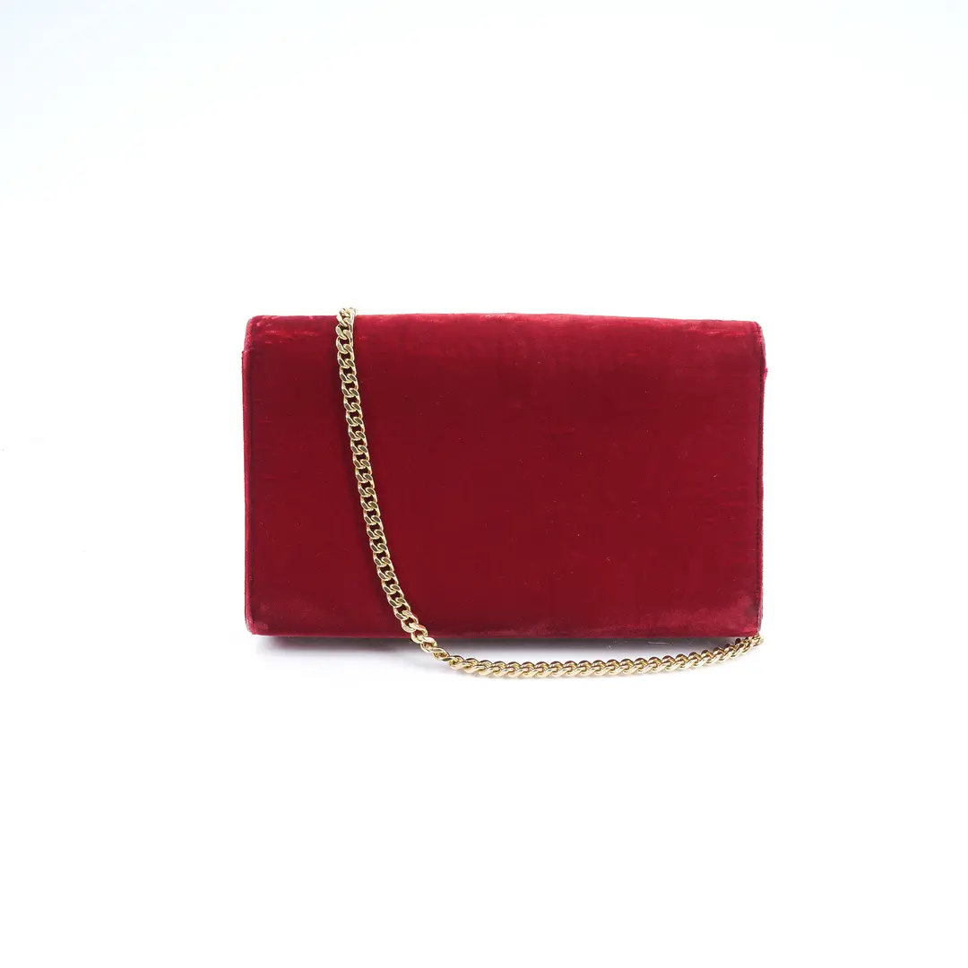 Saint Laurent Kate Red Velvet Shoulder Bag