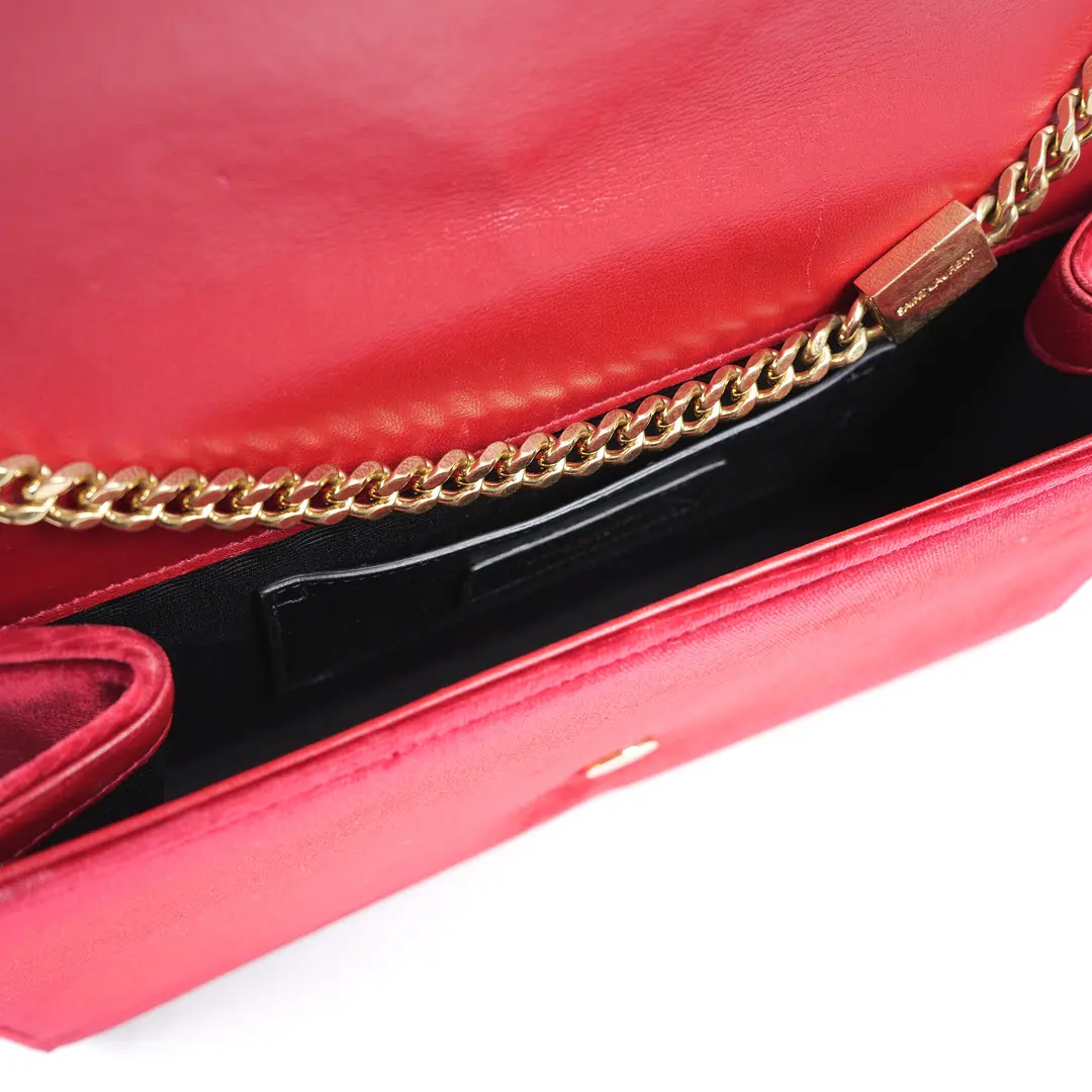 Saint Laurent Kate Red Velvet Shoulder Bag