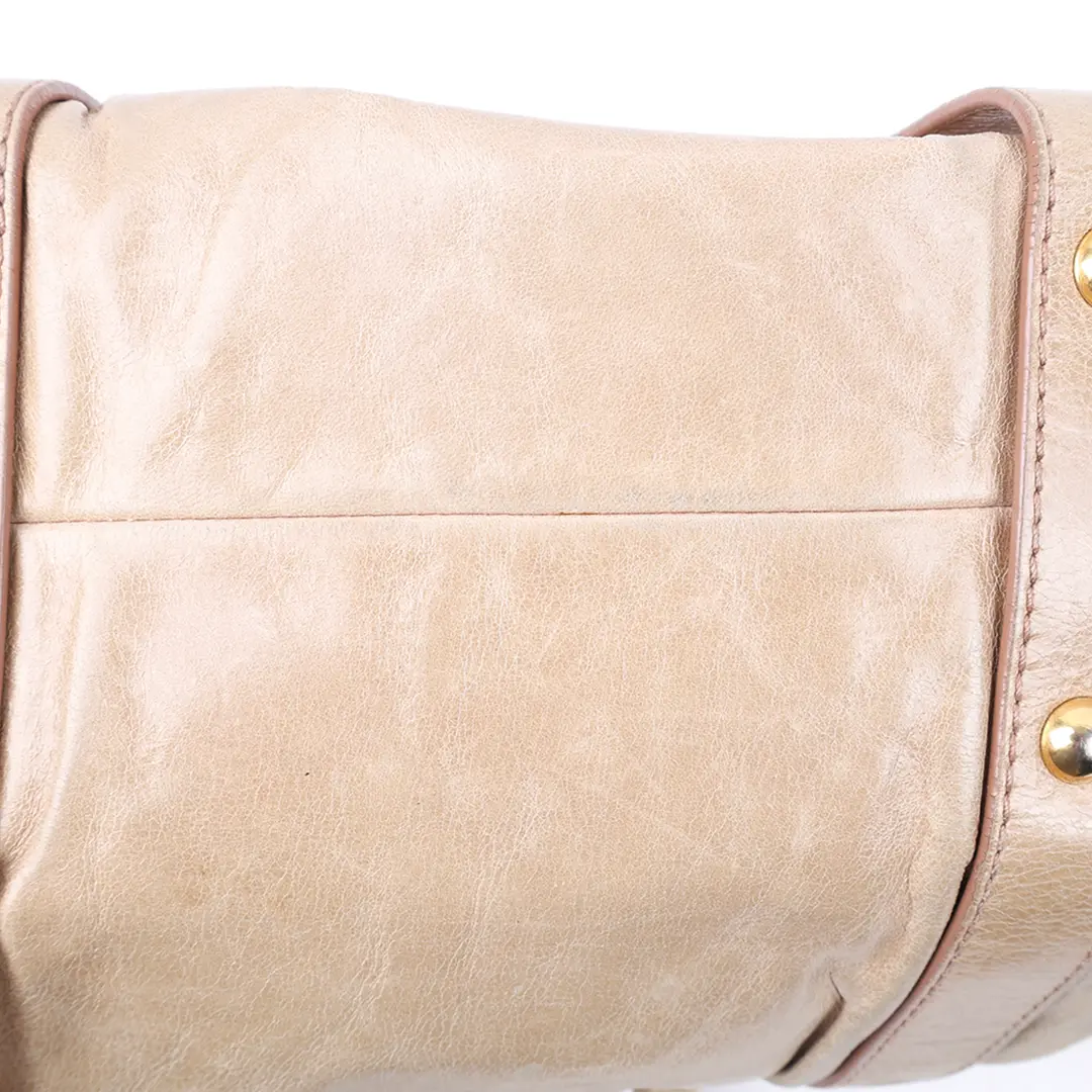 Miu Miu Coffer Beige Vitello Lux Leather Satchel Bag