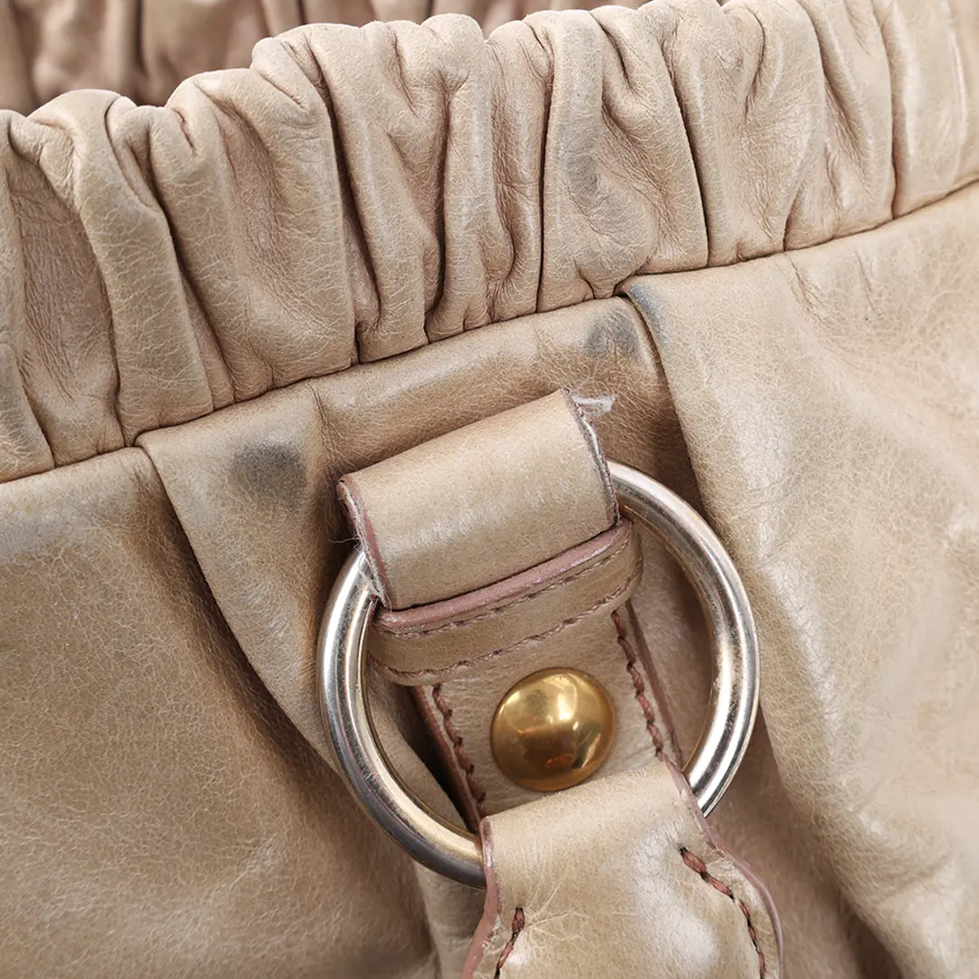 Miu Miu Coffer Beige Vitello Lux Leather Satchel Bag