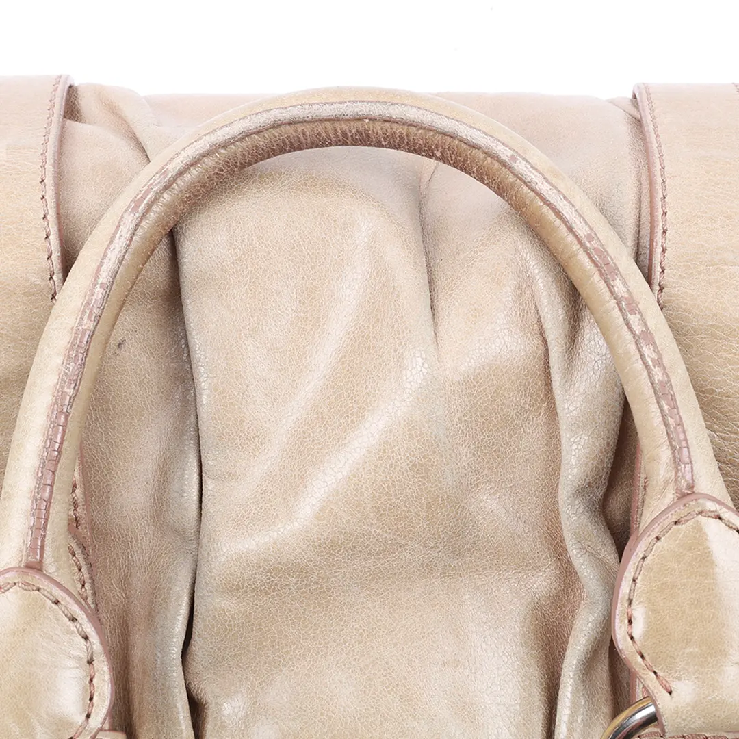 Miu Miu Coffer Beige Vitello Lux Leather Satchel Bag