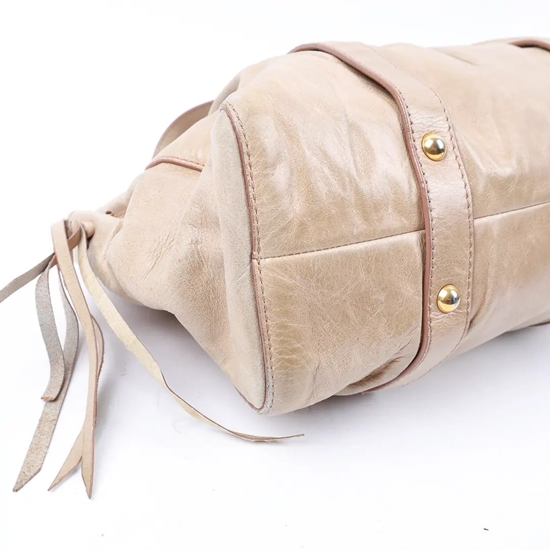Miu Miu Coffer Beige Vitello Lux Leather Satchel Bag