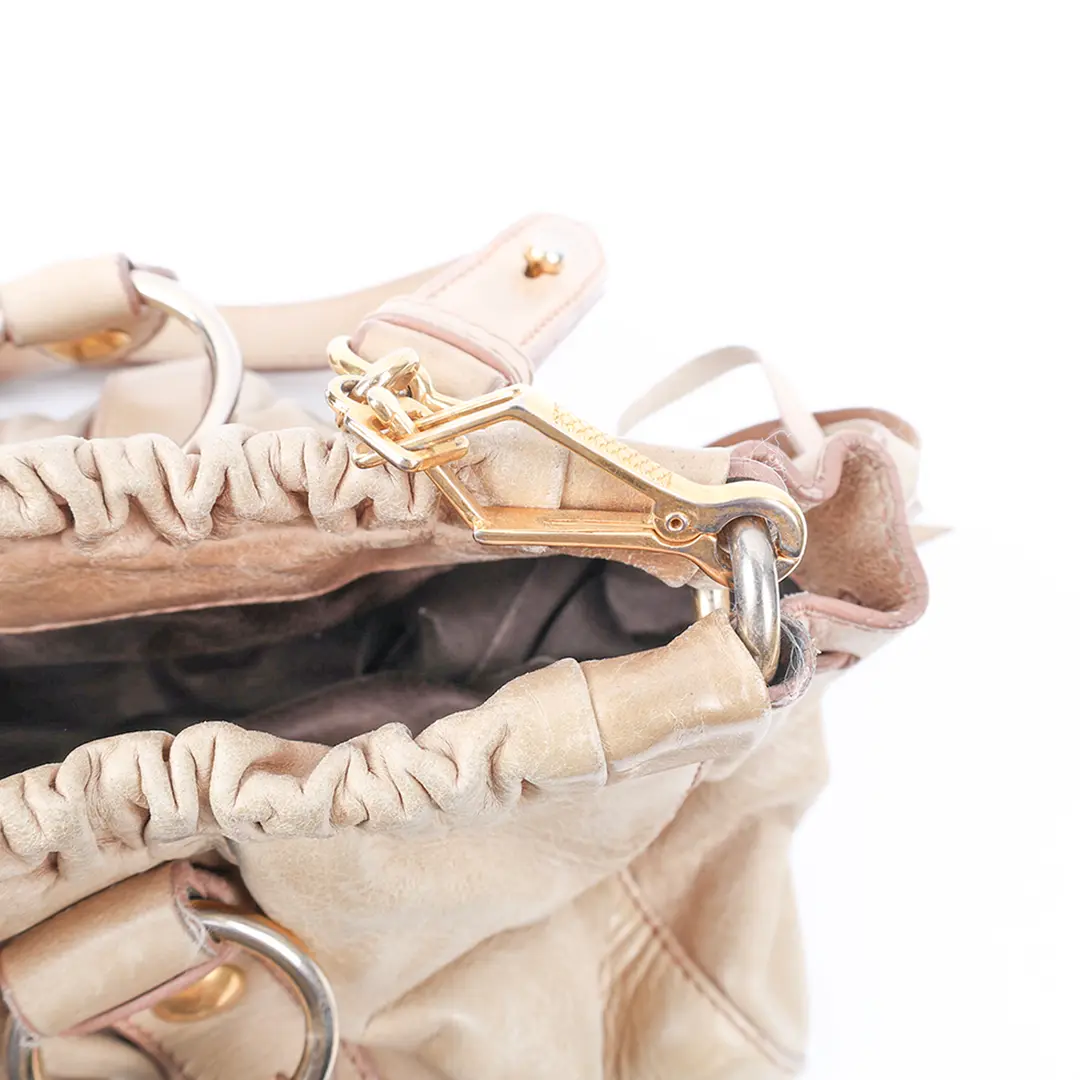 Miu Miu Coffer Beige Vitello Lux Leather Satchel Bag