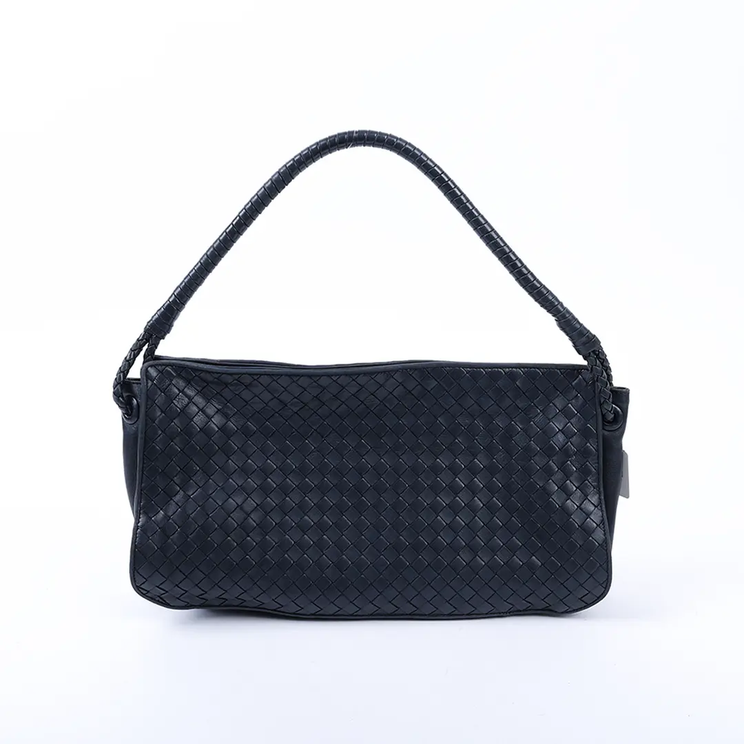 Bottega Veneta Intrecciato Blue Leather Shoulder Bag