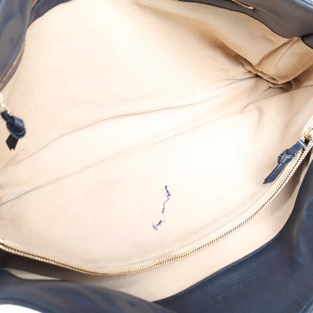 Bottega Veneta Intrecciato Blue Leather Shoulder Bag