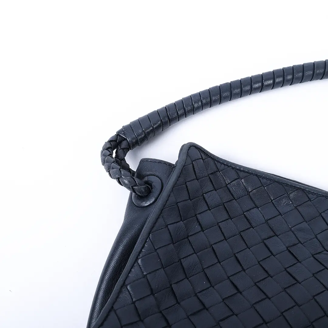 Bottega Veneta Intrecciato Blue Leather Shoulder Bag