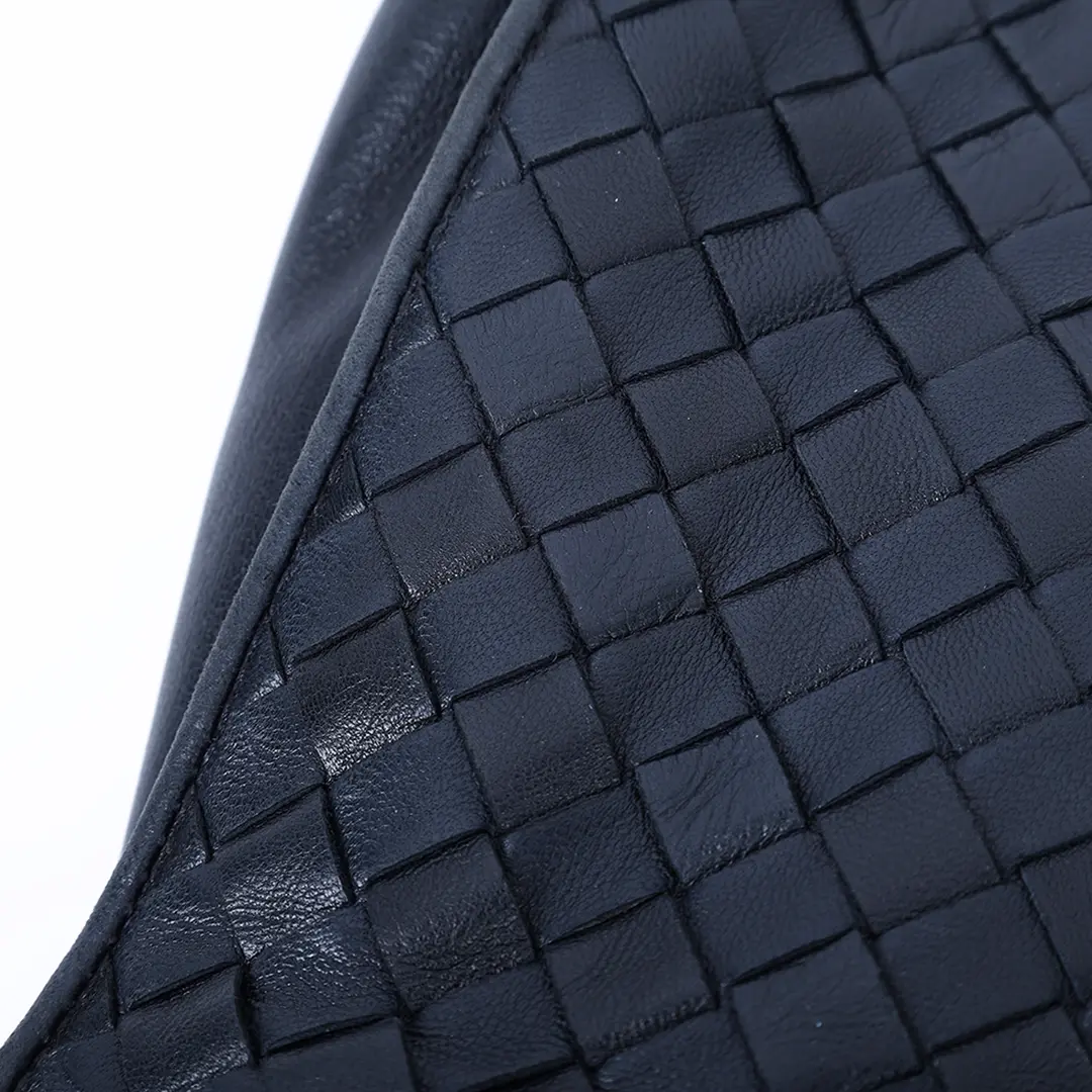 Bottega Veneta Intrecciato Blue Leather Shoulder Bag