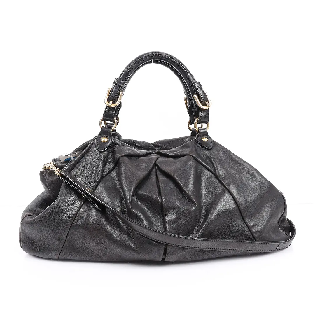 Miu Miu Vitello Lux Black Leather Shoulder Bag
