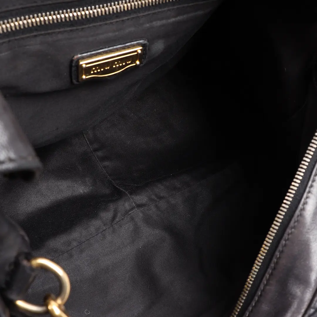 Miu Miu Vitello Lux Black Leather Shoulder Bag