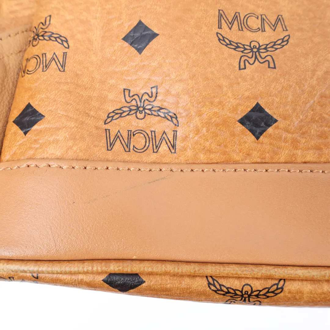 MCM Stark Studded Brown Visetos Coated Canvas Backpack