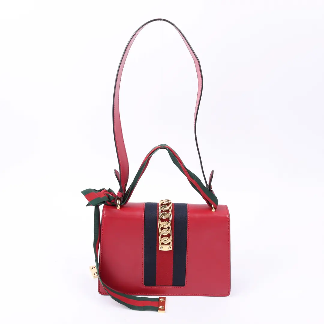 Gucci Sylvie Red Leather Shoulder Bag