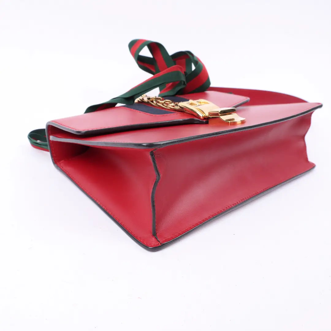 Gucci Sylvie Red Leather Shoulder Bag