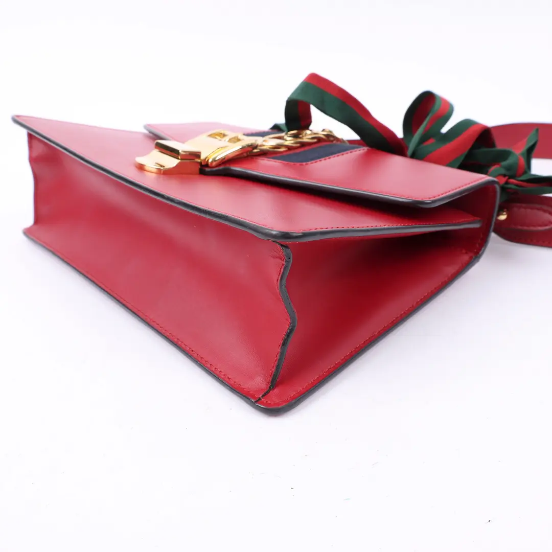 Gucci Sylvie Red Leather Shoulder Bag