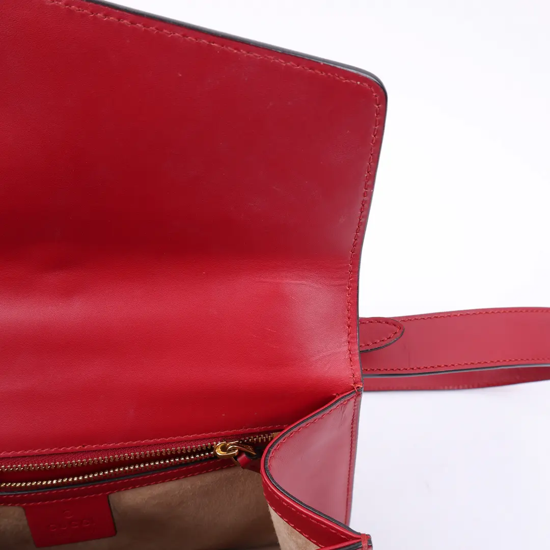 Gucci Sylvie Red Leather Shoulder Bag