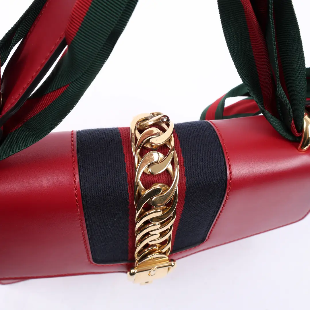Gucci Sylvie Red Leather Shoulder Bag
