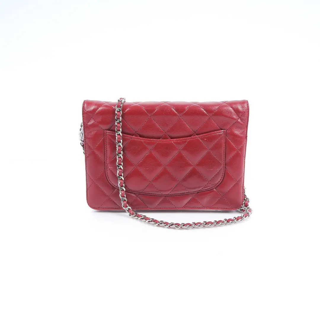 Chanel Wallet on Chain Red Lambskin Shoulder Bag