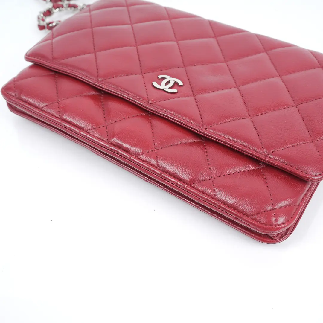 Chanel Wallet on Chain Red Lambskin Shoulder Bag