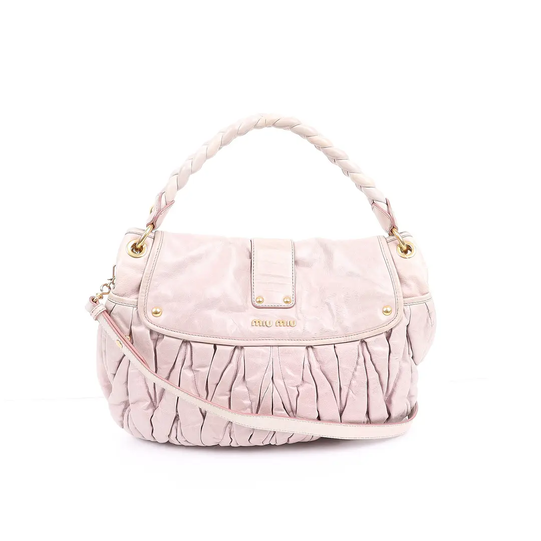 Miu Miu Coffer Pink Matelasse Leather Shoulder Bag