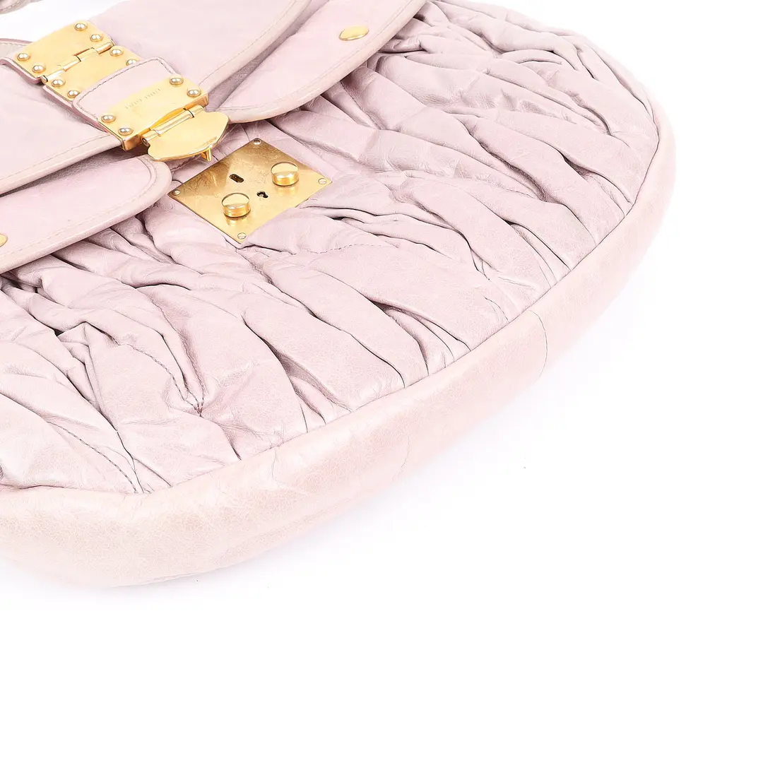 Miu Miu Coffer Pink Matelasse Leather Shoulder Bag