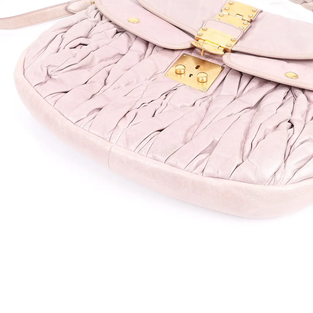 Miu Miu Coffer Pink Matelasse Leather Shoulder Bag