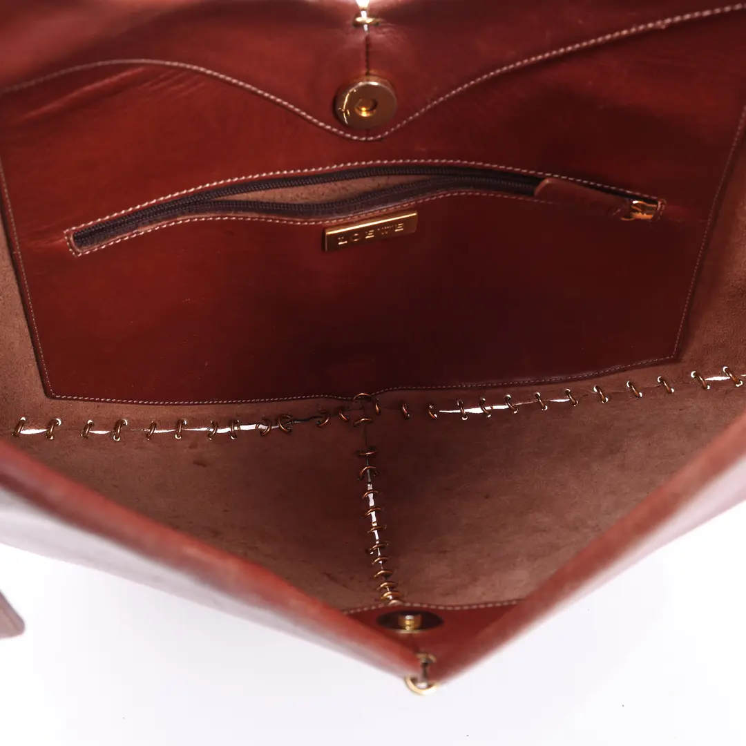 Loewe Laced Hobo Brown Leather Shoulder Bag