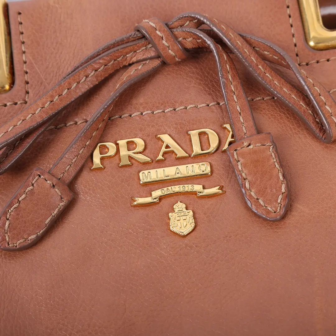 Prada Soft Leather Brown Tote Bag