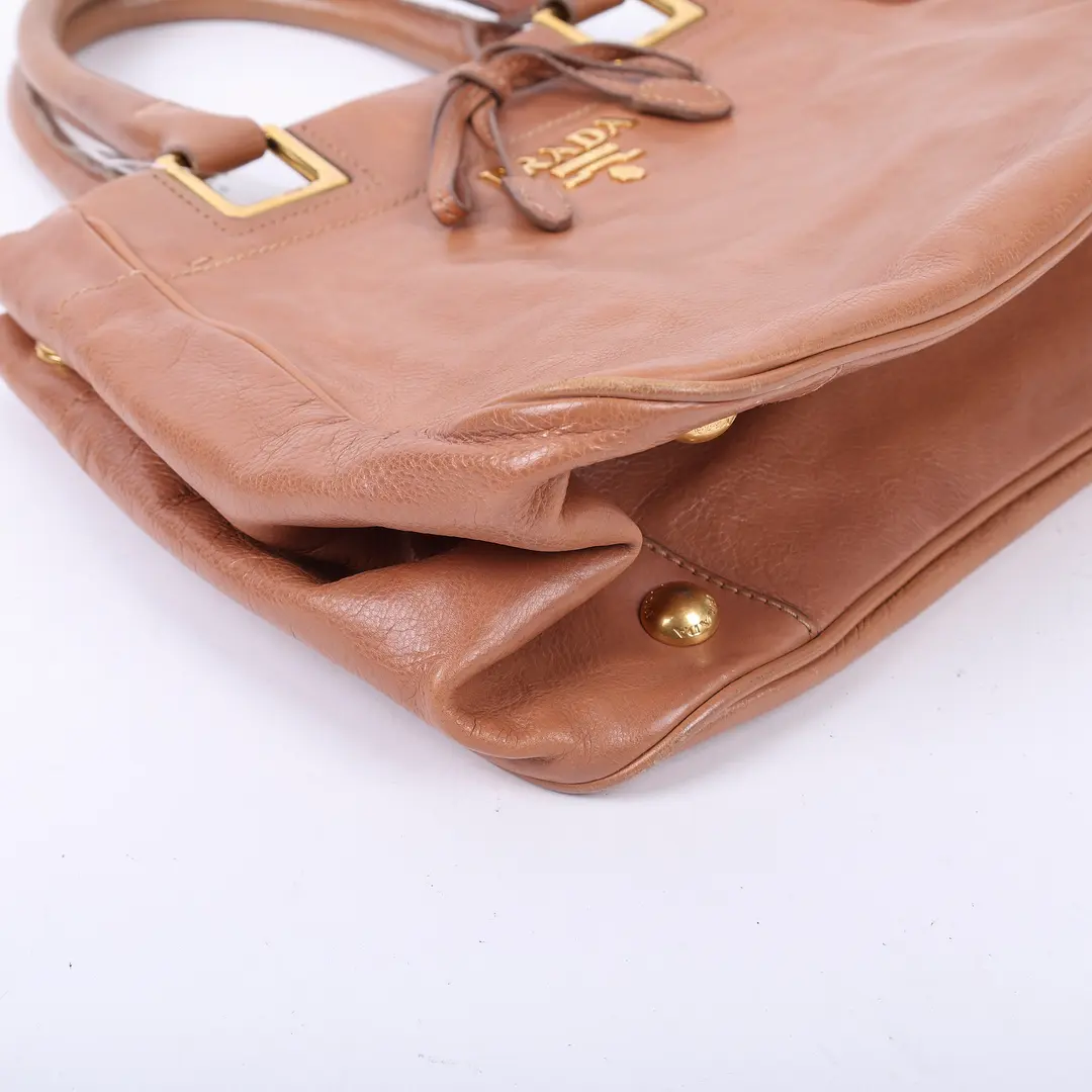 Prada Soft Leather Brown Tote Bag