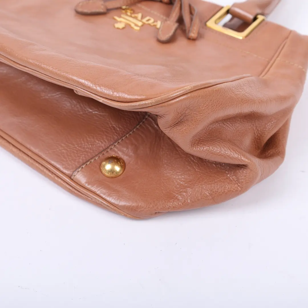 Prada Soft Leather Brown Tote Bag
