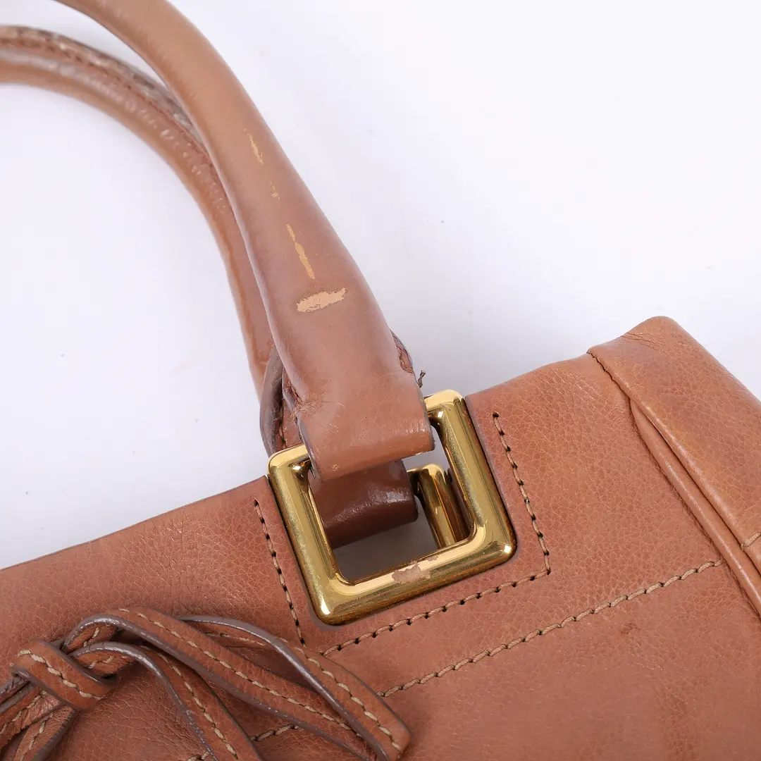 Prada Soft Leather Brown Tote Bag
