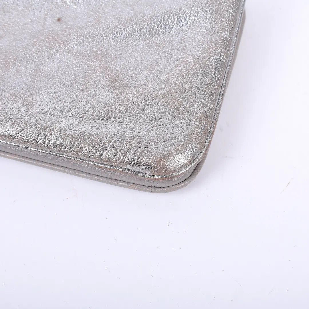 Miu Miu Pochette Silver Distressed Leather Shoulder Bag