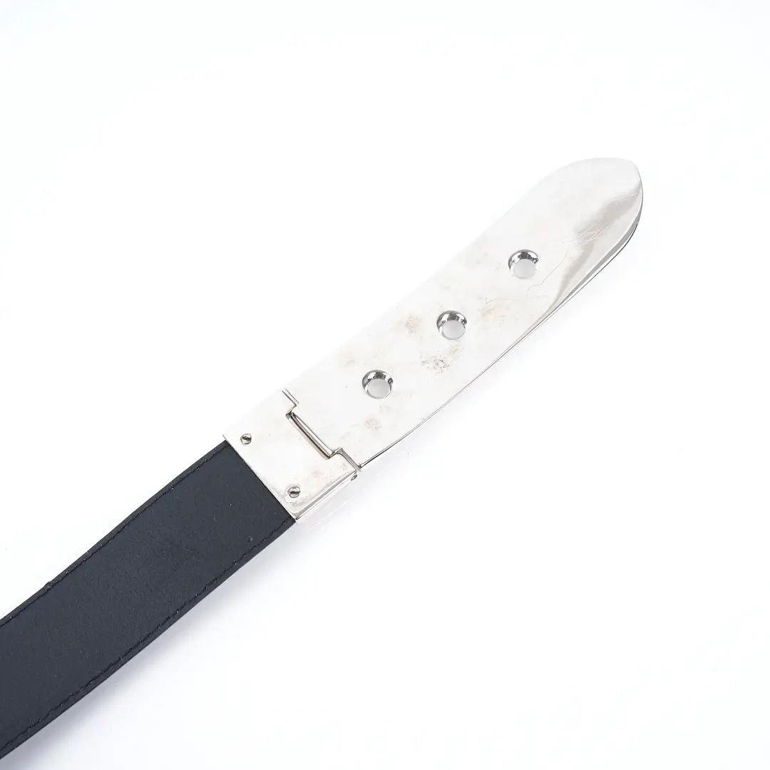 Salvatore Ferragamo Gancini Plate Black Patent Leather Belt