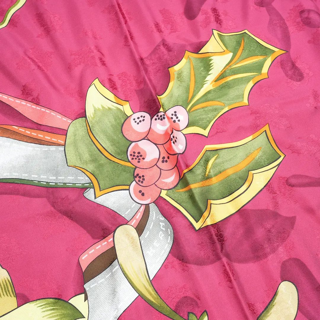 Hermes Neige d'Antan Detail Pink Silk Jacquard Scarf
