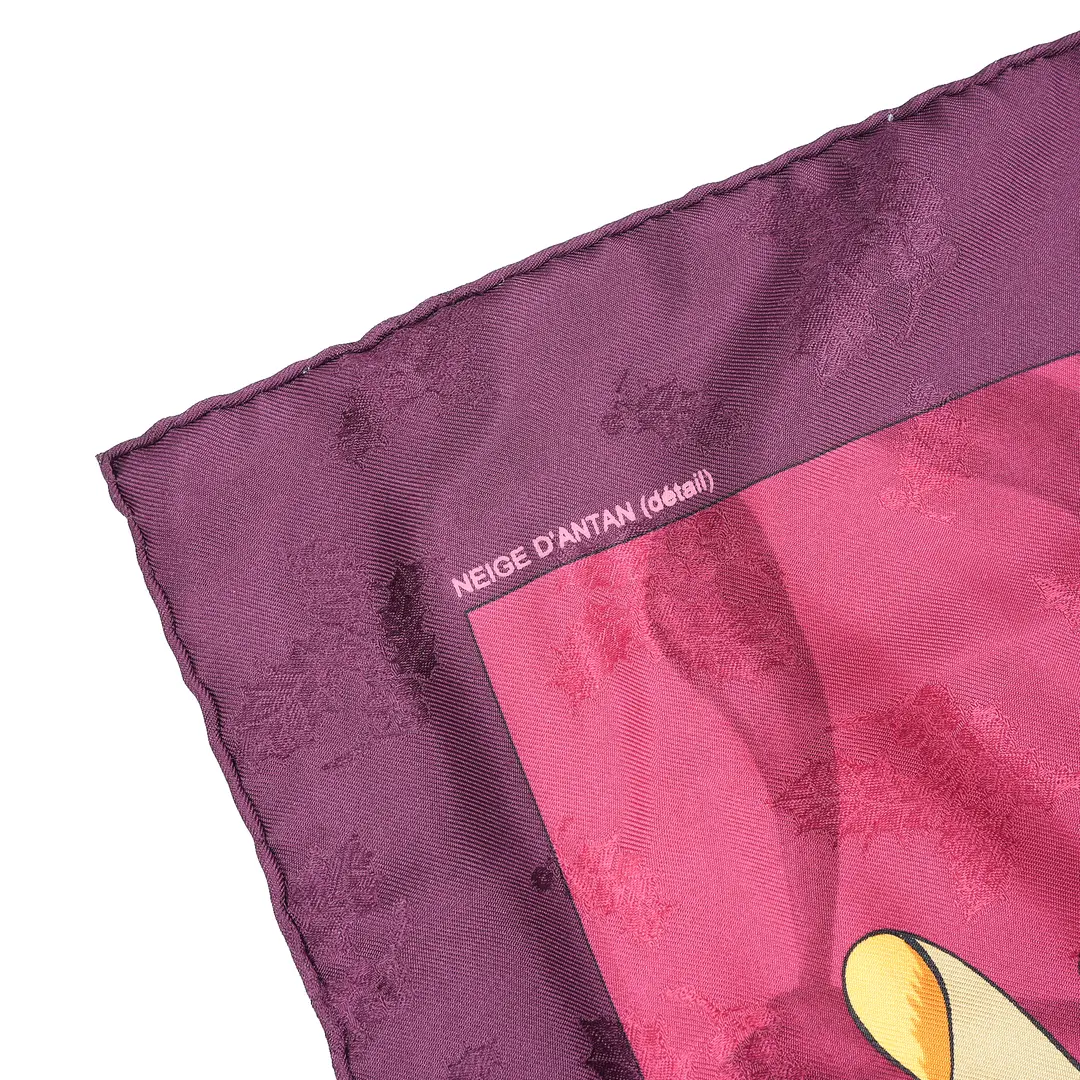 Hermes Neige d'Antan Detail Pink Silk Jacquard Scarf