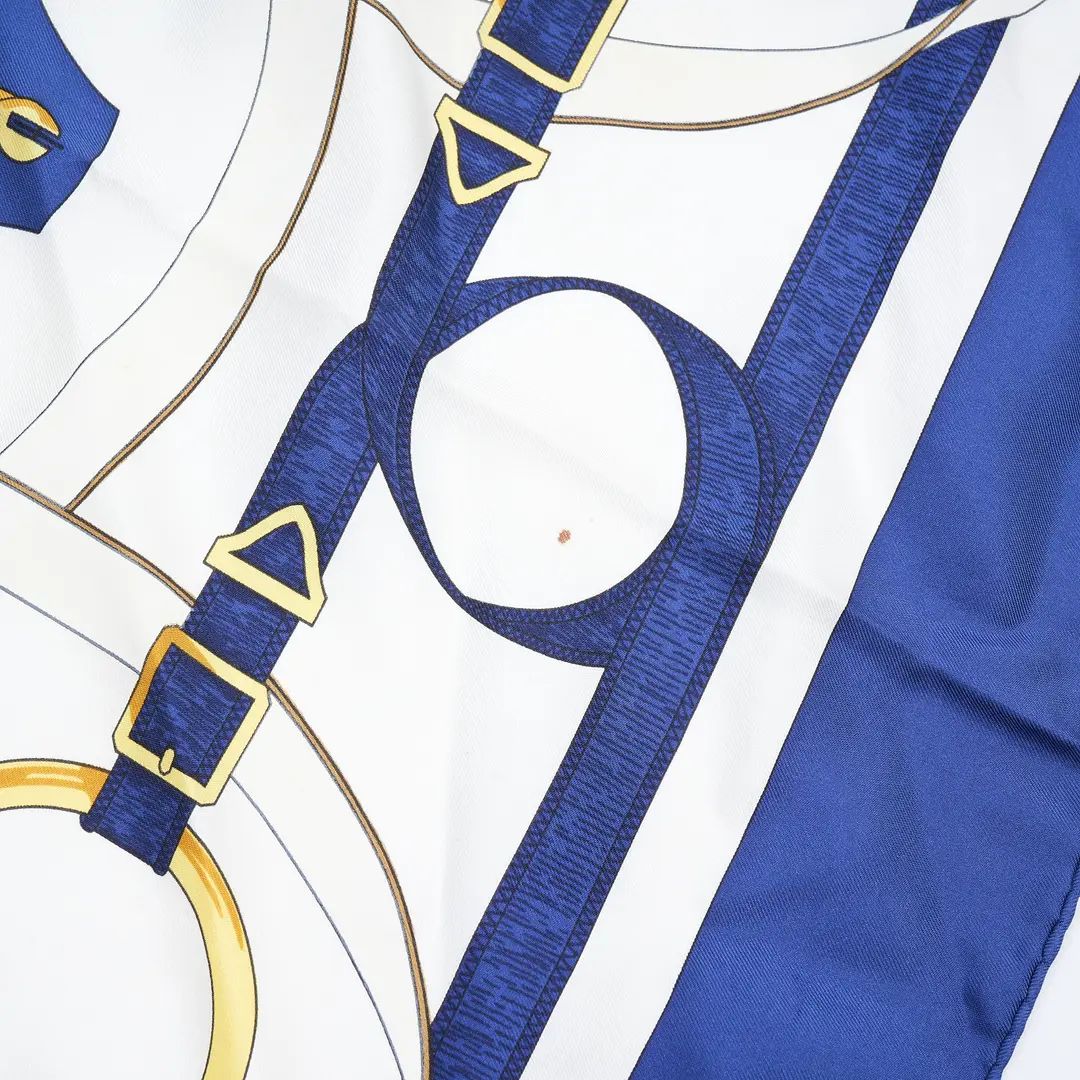 Hermes Eperon d'Or Blue Silk 90 Scarf