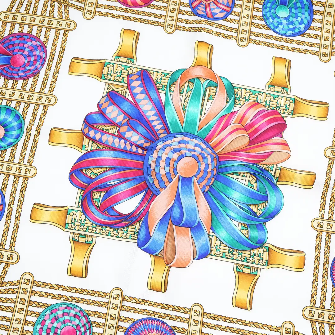 Hermes Les Rubans du Cheval Blue Silk Scarf