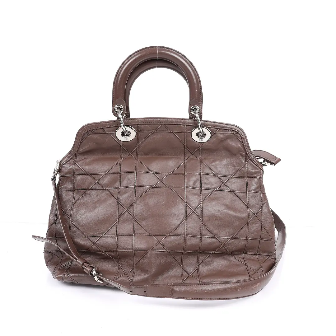 Dior Diorissimo Brown Cannage Leather Handbag