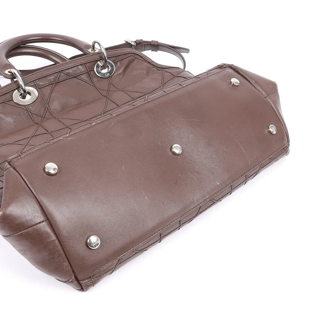 Dior Diorissimo Brown Cannage Leather Handbag