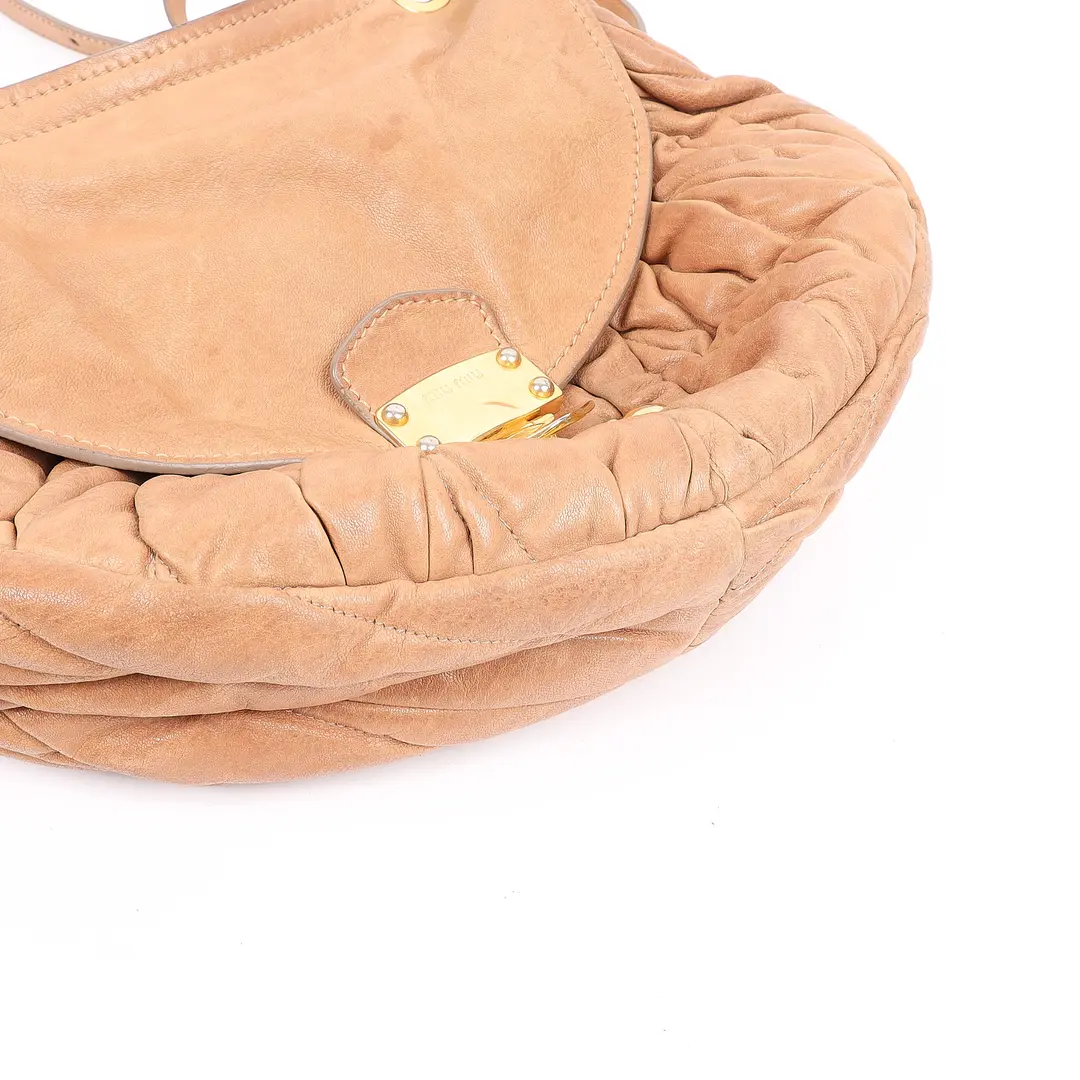 Miu Miu Coffer Beige Matelasse Leather Shoulder Bag