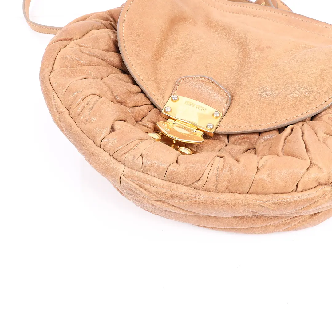 Miu Miu Coffer Beige Matelasse Leather Shoulder Bag