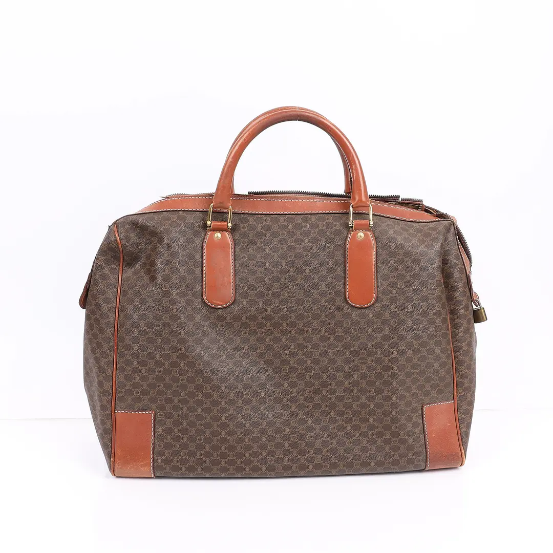 Celine Macadam Brown Canvas Boston Bag