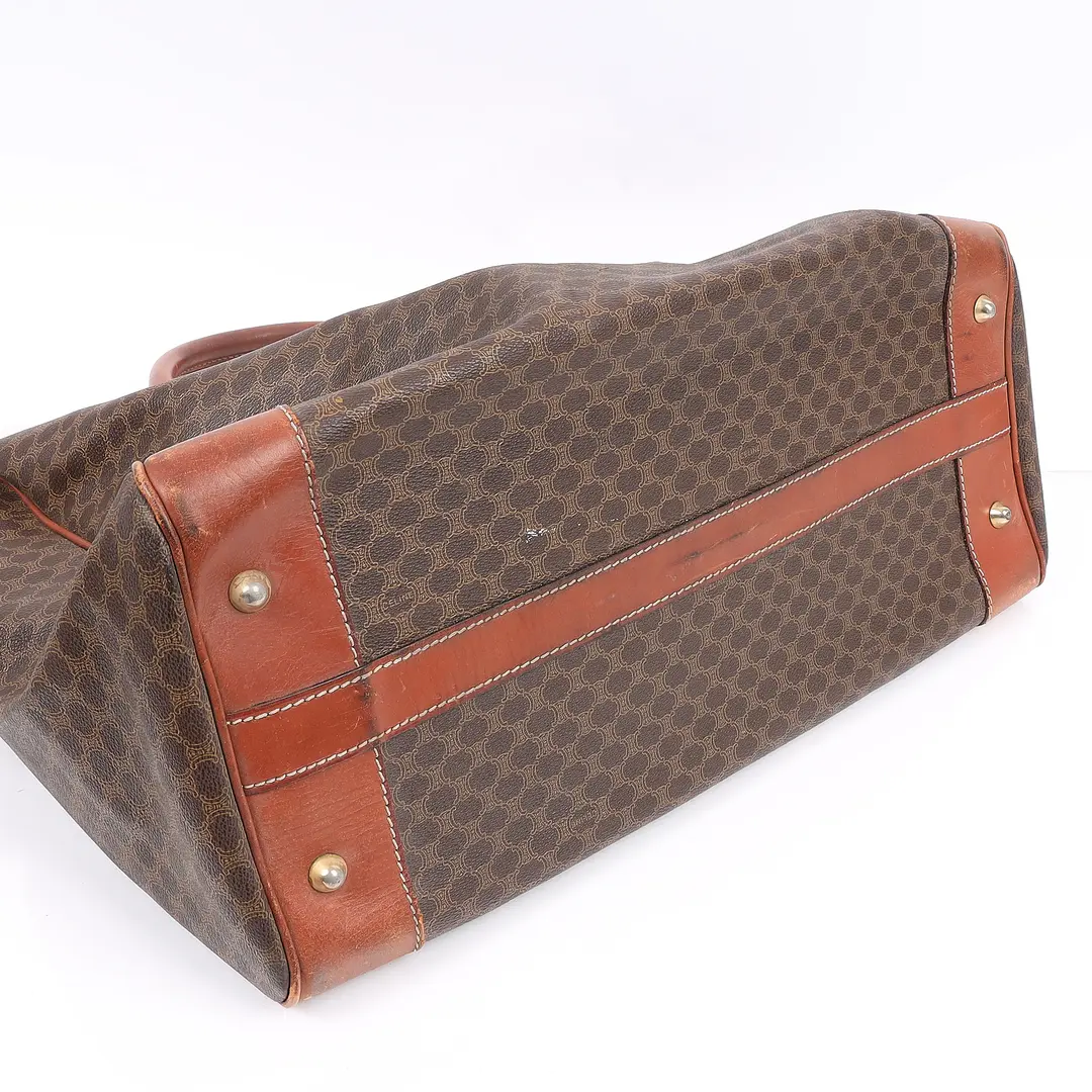 Celine Macadam Brown Canvas Boston Bag