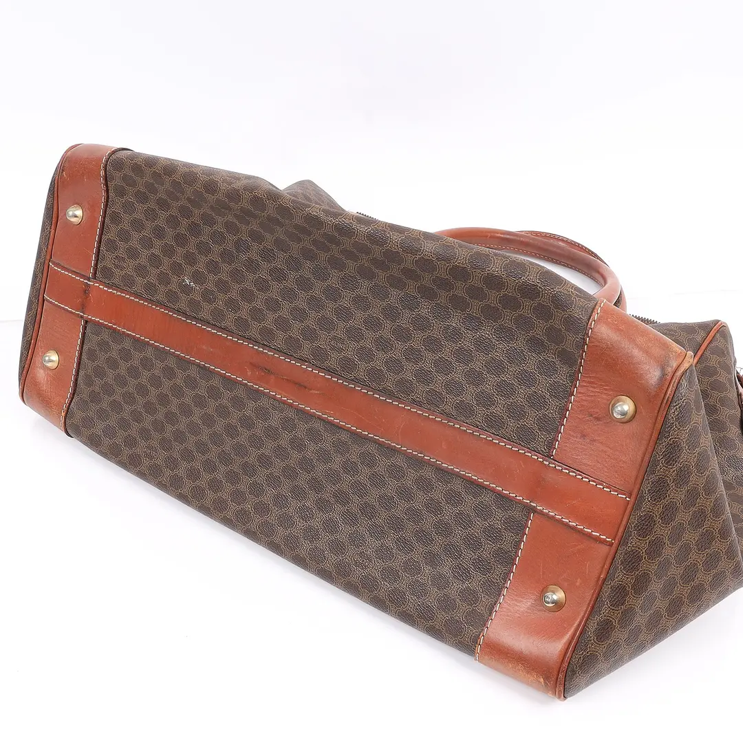Celine Macadam Brown Canvas Boston Bag
