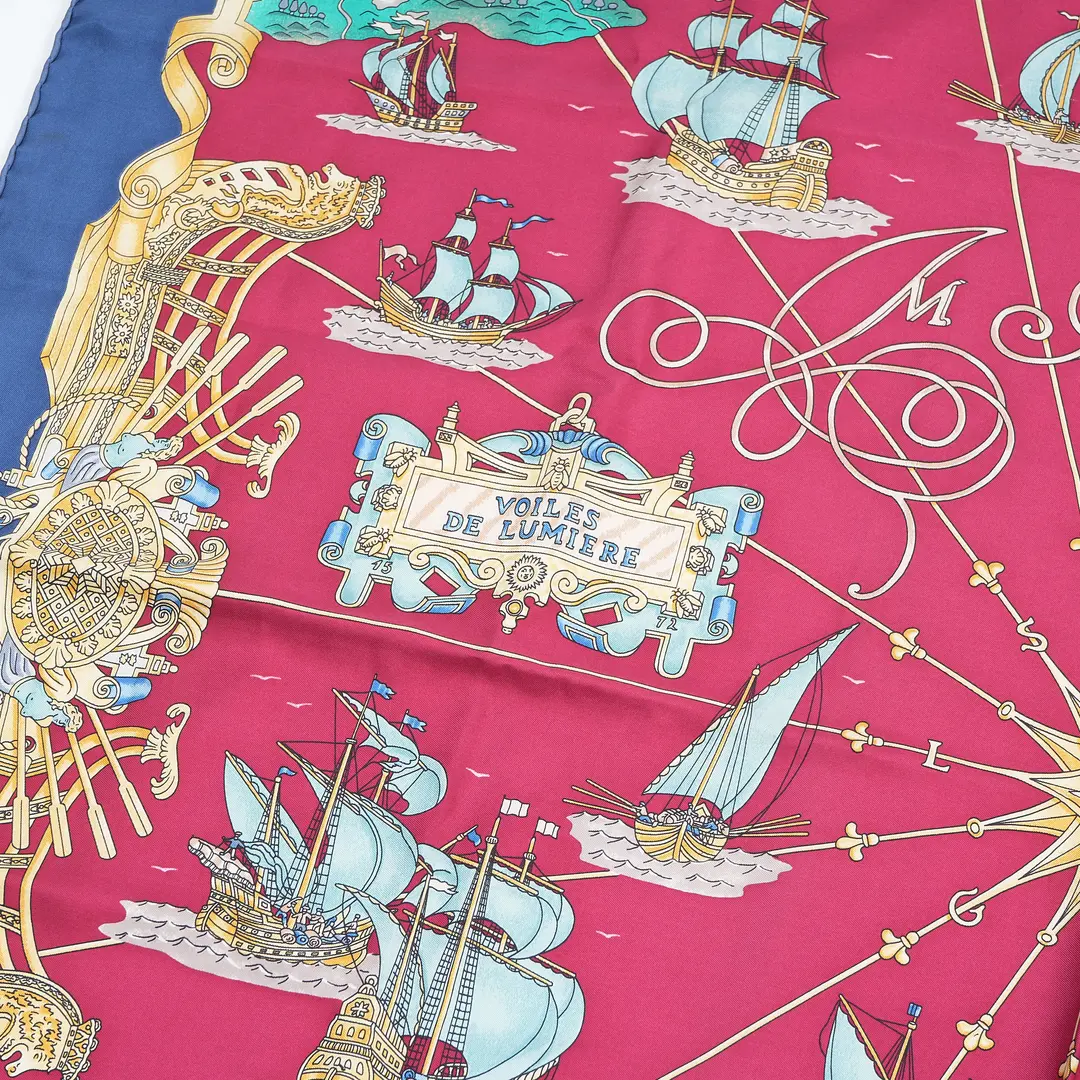 Hermes Voiles de Lumiere Red Silk 90 Scarf