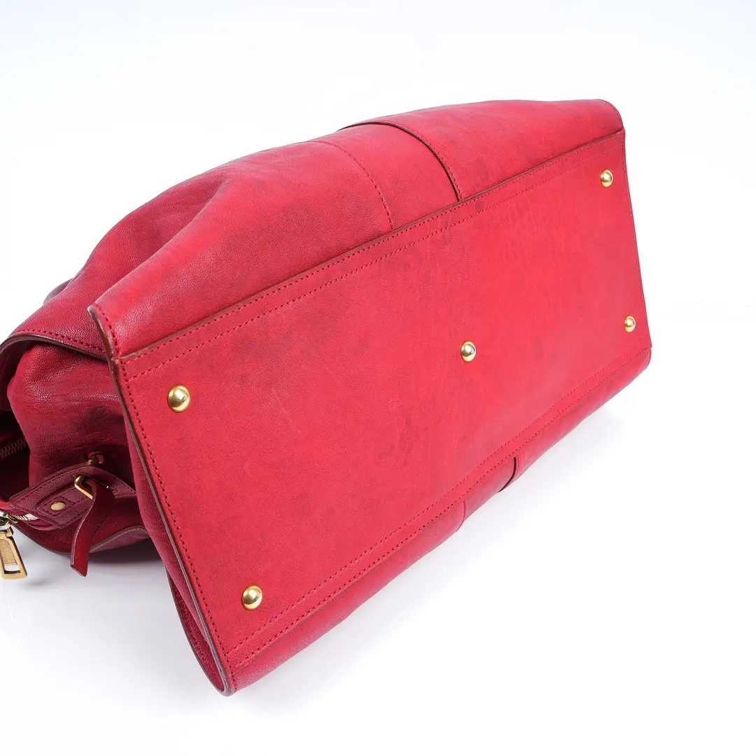 Yves Saint Laurent Cabas Chyc Red Leather Top Handle Bag