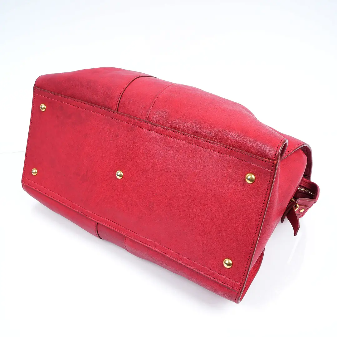 Yves Saint Laurent Cabas Chyc Red Leather Top Handle Bag