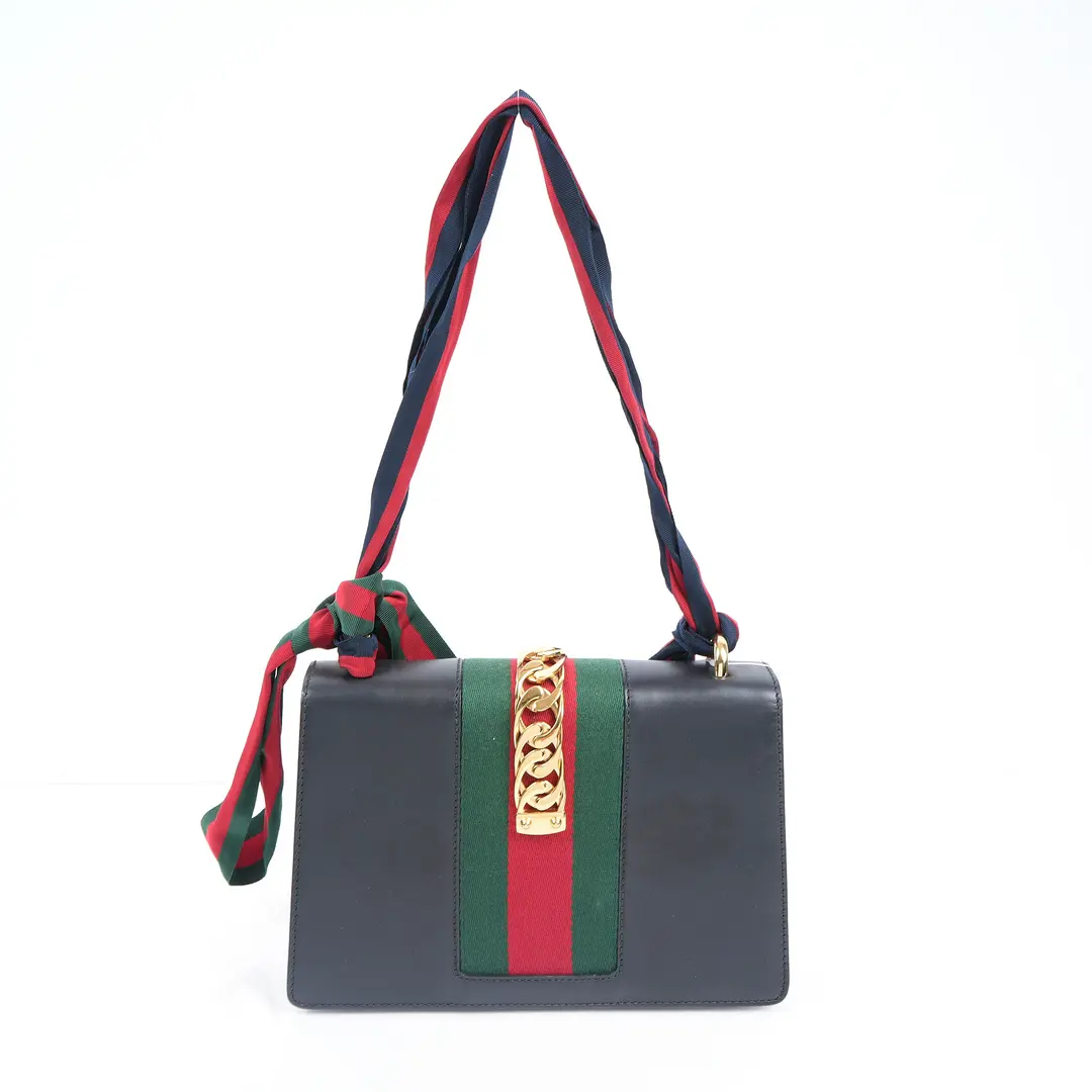 Gucci Sylvie Black Leather Small Shoulder Bag