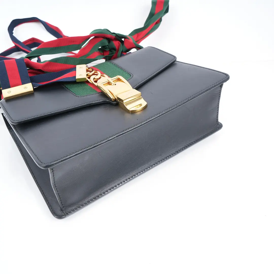 Gucci Sylvie Black Leather Small Shoulder Bag