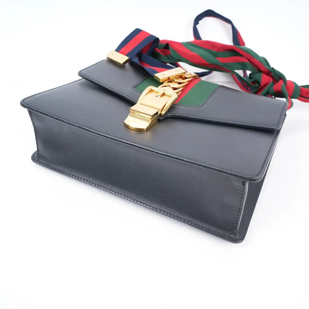 Gucci Sylvie Black Leather Small Shoulder Bag