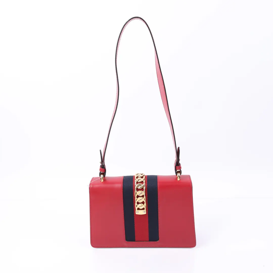 Gucci Sylvie Red Leather Shoulder Bag